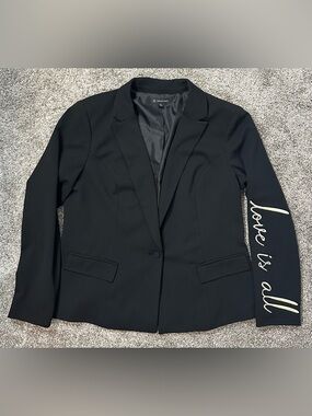I.N.C International Concepts Women’s Black Single Button Embroidered Blazer XL